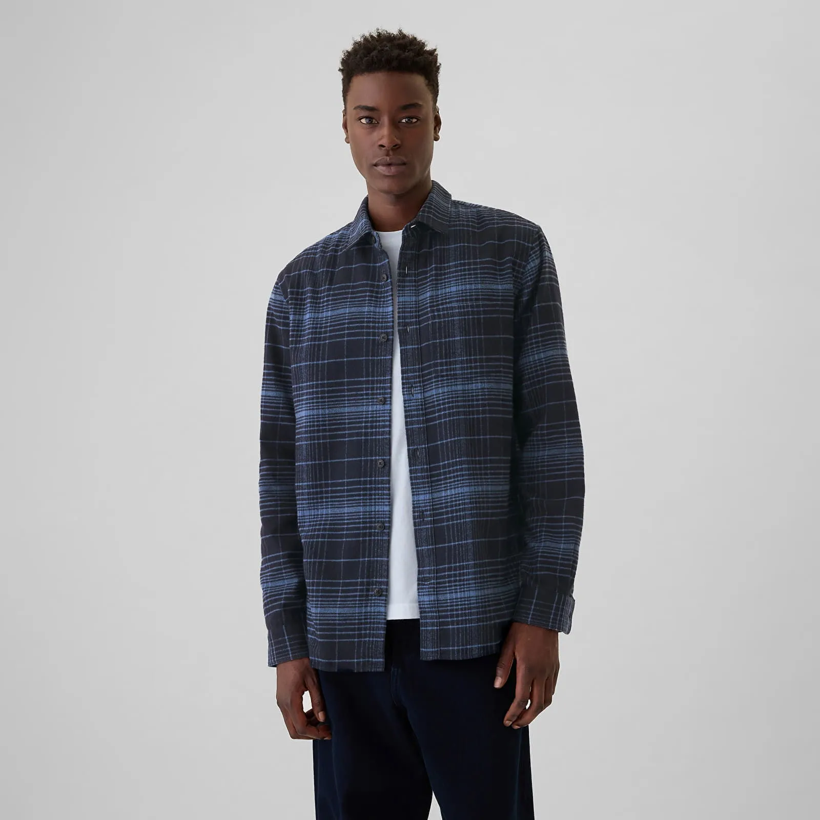 GAP Shirt Flannel Shirt Tonal Blue Plaid L