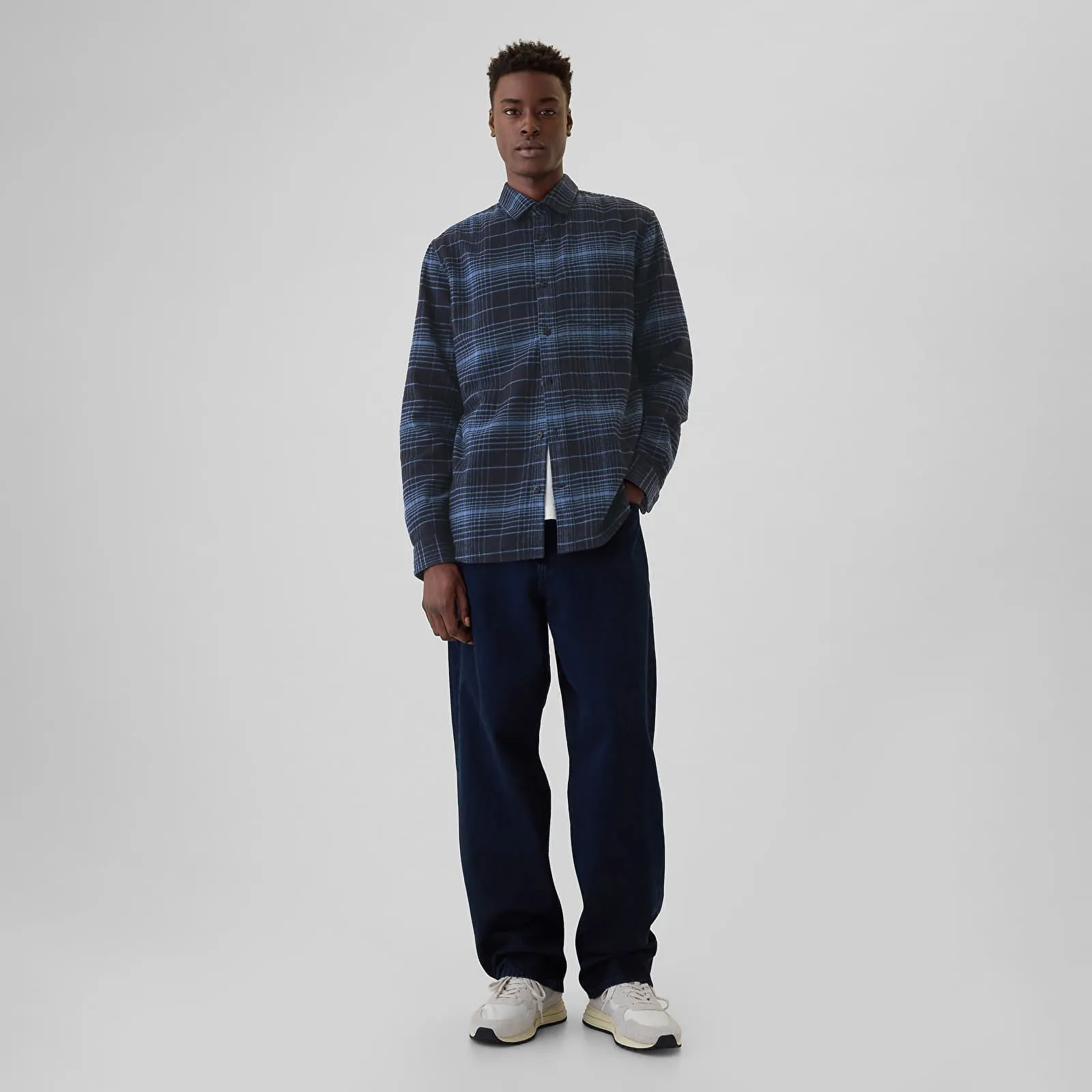 GAP Shirt Flannel Shirt Tonal Blue Plaid L
