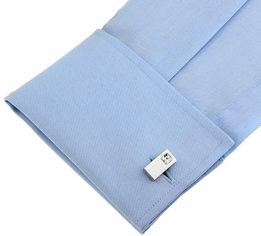 Gemelos para camisa Rectángulo Cristal Blanco