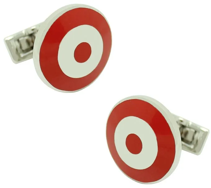 GEMELOS PARA CAMISA SKULTUNA BOMBER PLATEADO  ROJO/BLANCO