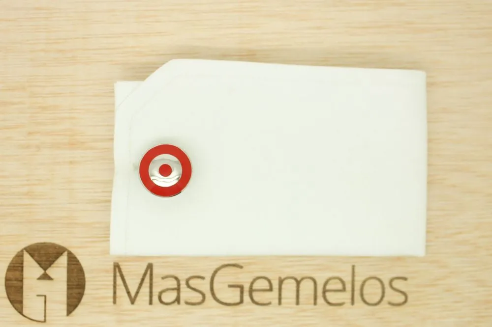 GEMELOS PARA CAMISA SKULTUNA BOMBER PLATEADO  ROJO/BLANCO