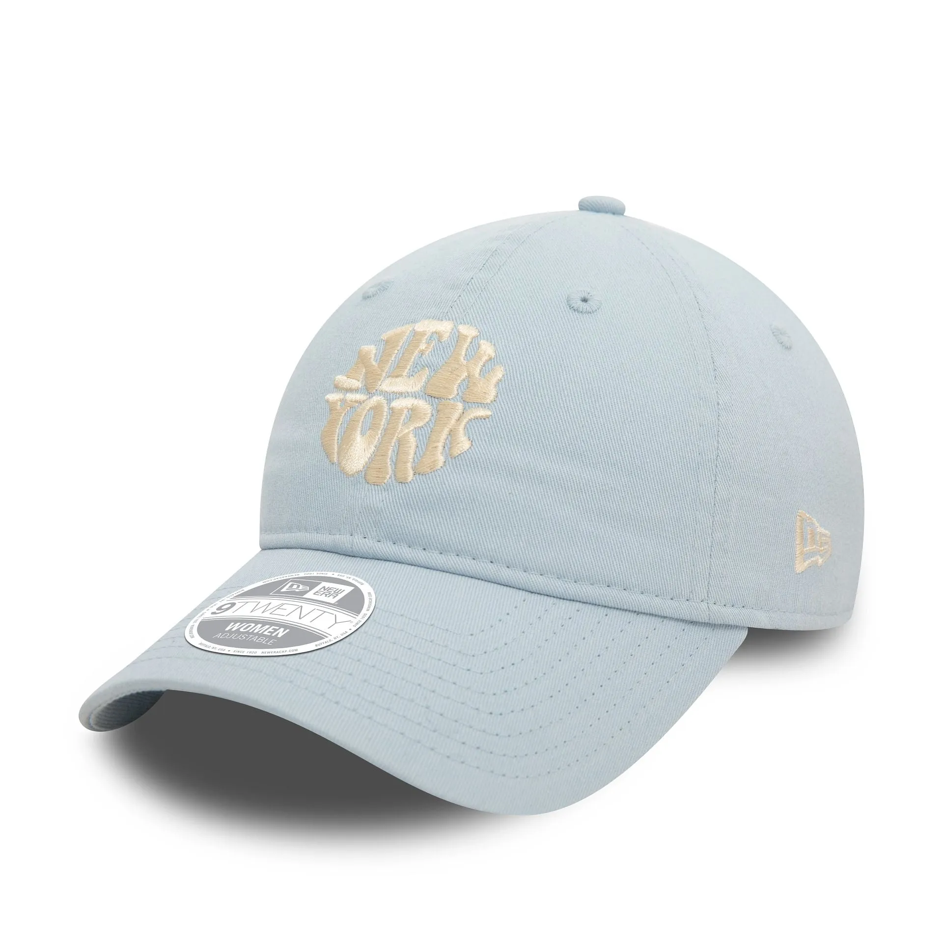 Gorra ajustable New Era para mujer en azul pastel lavado 9TWENTY