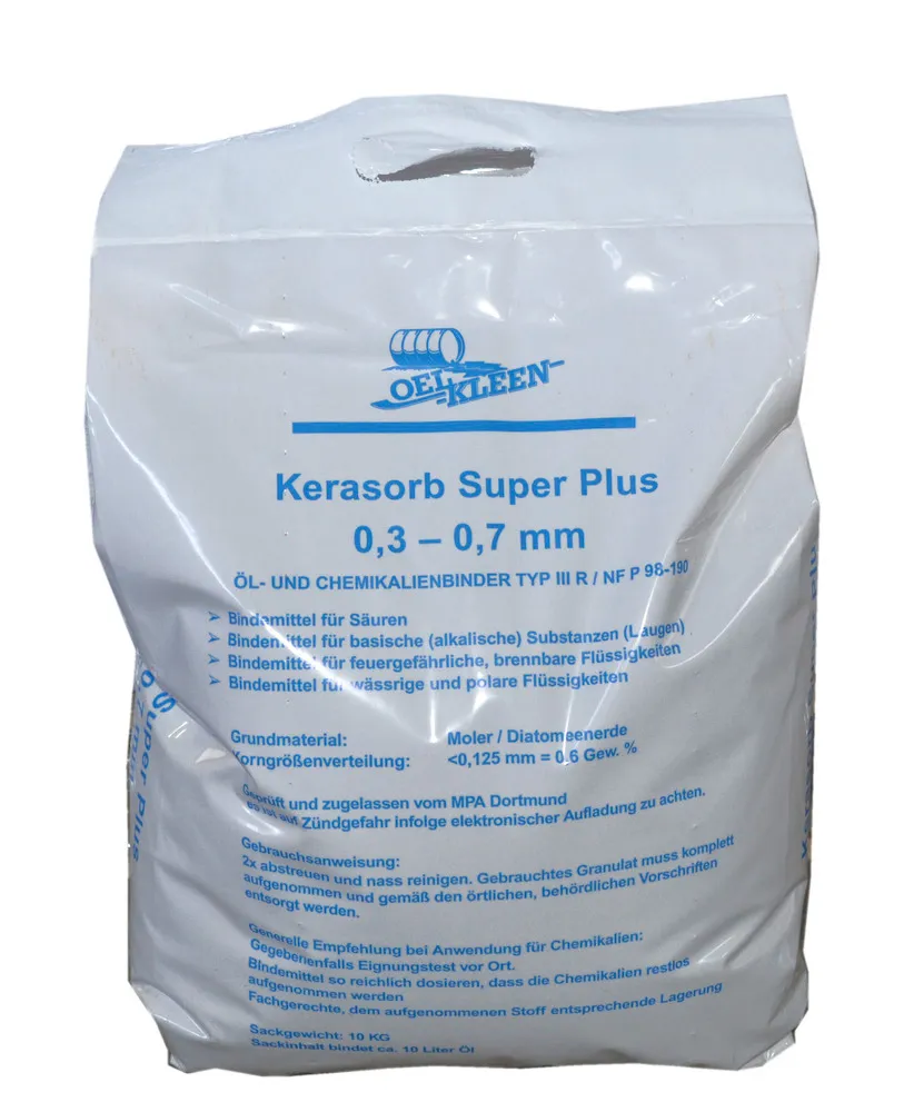 Granulado Kerasorb Super Plus, aceites y químicos, químicamente inerte, grano fino, saco de 10 kg