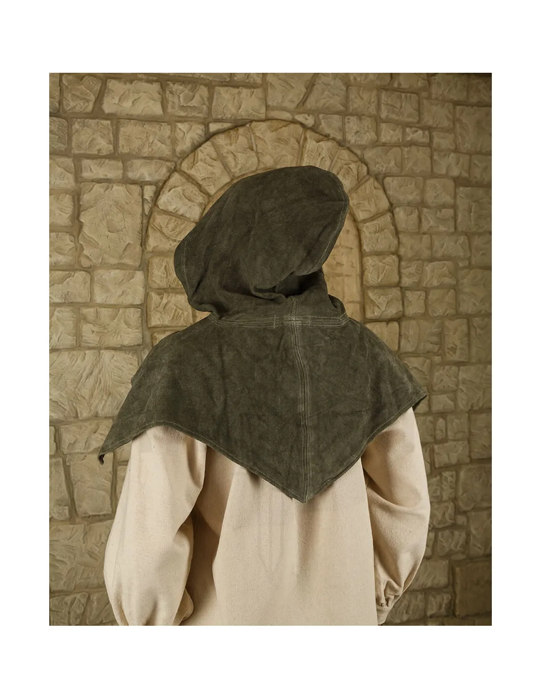Gugel medieval de ante modelo Folke, verde