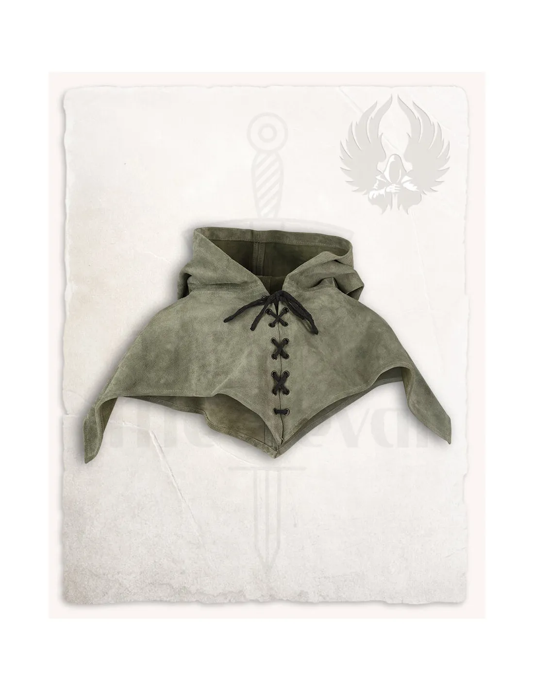 Gugel medieval de ante modelo Folke, verde