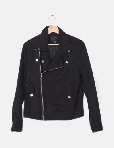 H&M Cazadora biker azul marina