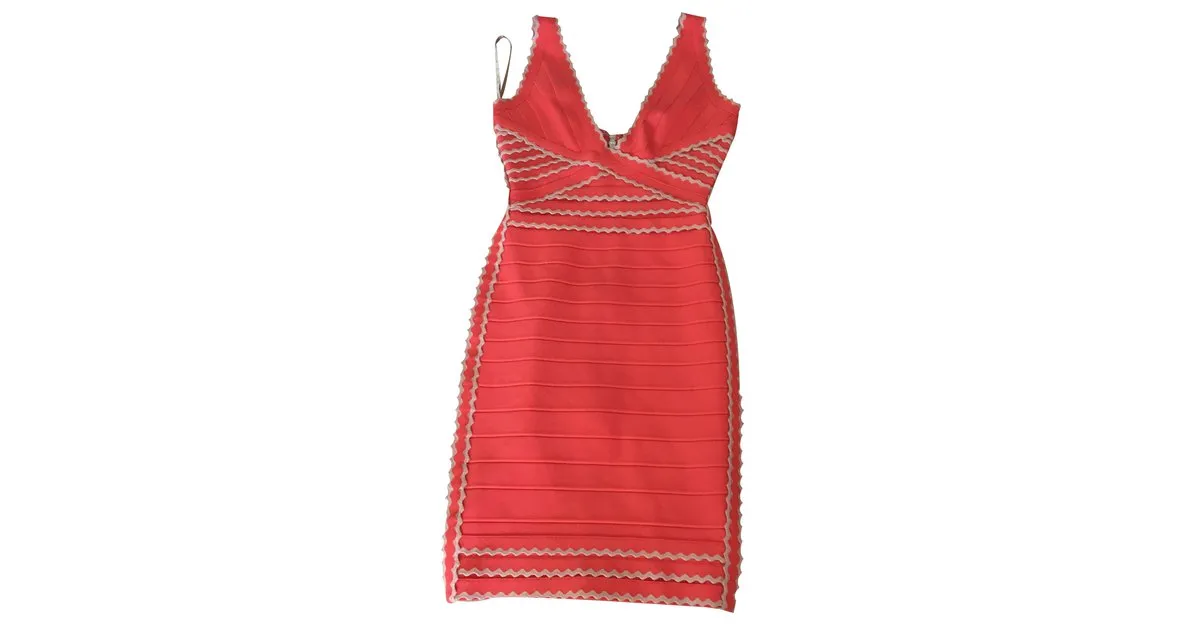 Herve Leger Vestido Coral 