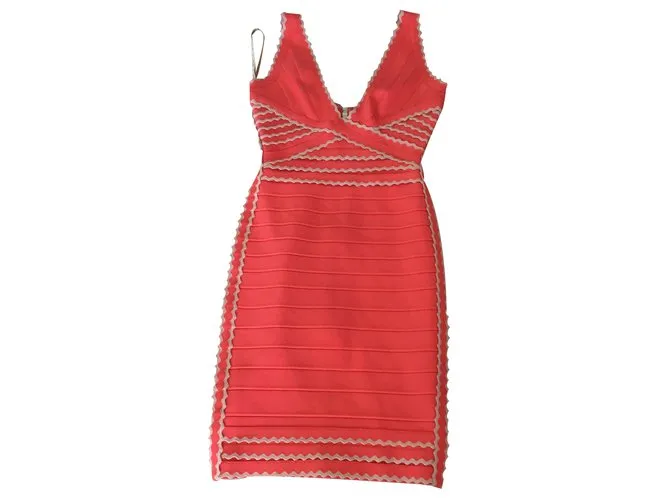 Herve Leger Vestido Coral 