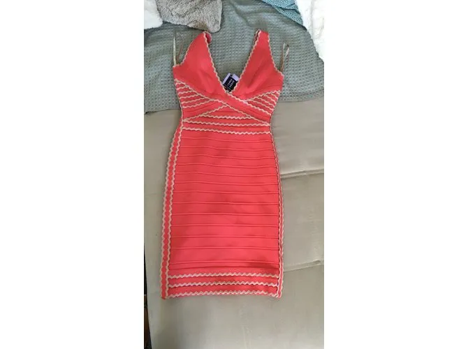 Herve Leger Vestido Coral 