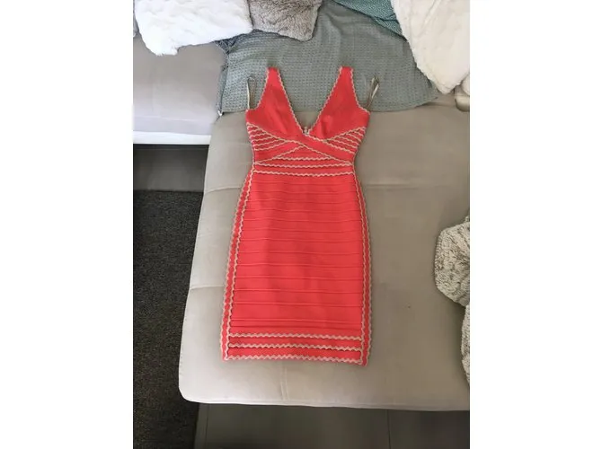 Herve Leger Vestido Coral 