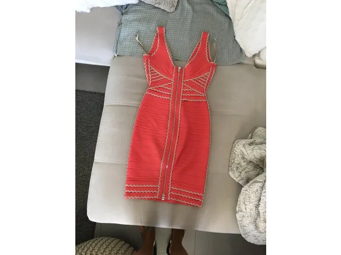 Herve Leger Vestido Coral 