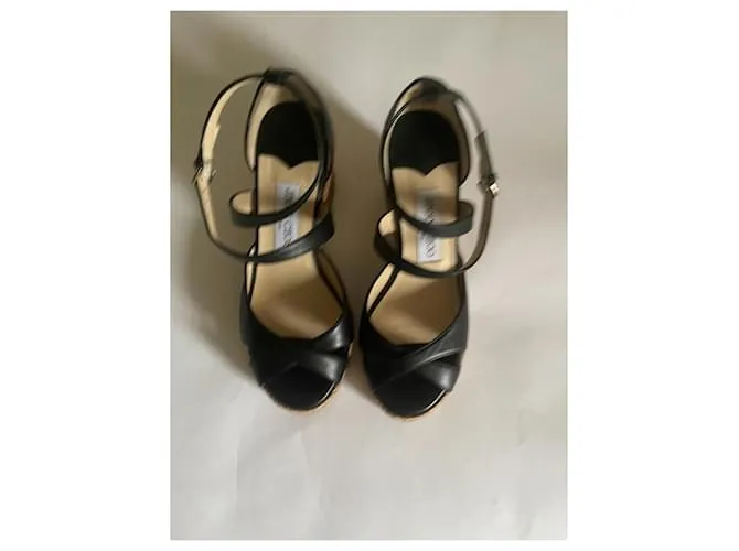Jimmy Choo Mulas de cuña Negro Beige 