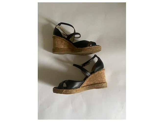 Jimmy Choo Mulas de cuña Negro Beige 