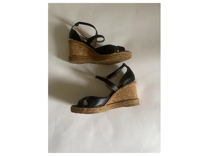 Jimmy Choo Mulas de cuña Negro Beige 