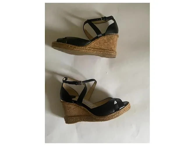 Jimmy Choo Mulas de cuña Negro Beige 