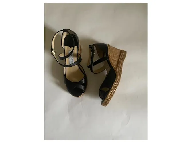 Jimmy Choo Mulas de cuña Negro Beige 