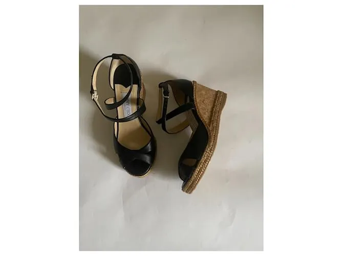 Jimmy Choo Mulas de cuña Negro Beige 