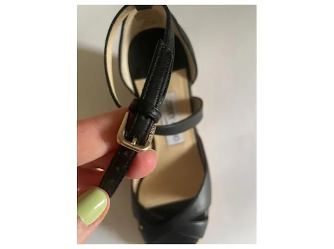 Jimmy Choo Mulas de cuña Negro Beige 