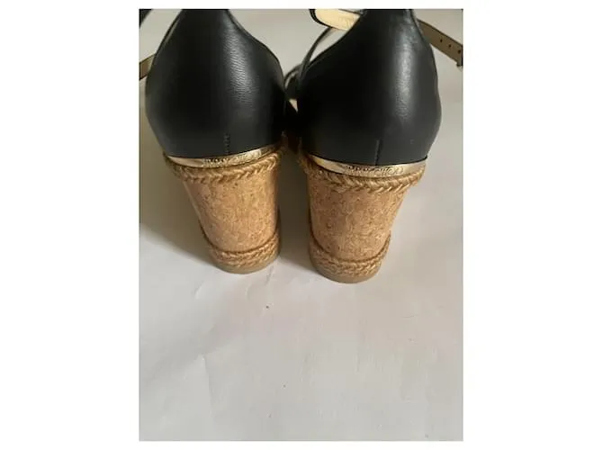 Jimmy Choo Mulas de cuña Negro Beige 