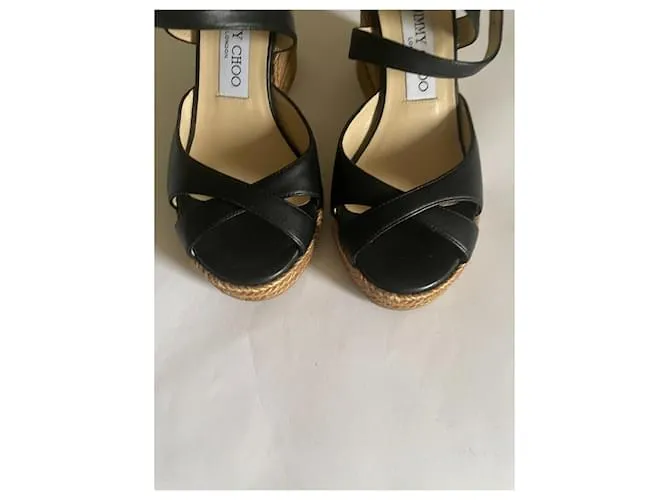 Jimmy Choo Mulas de cuña Negro Beige 