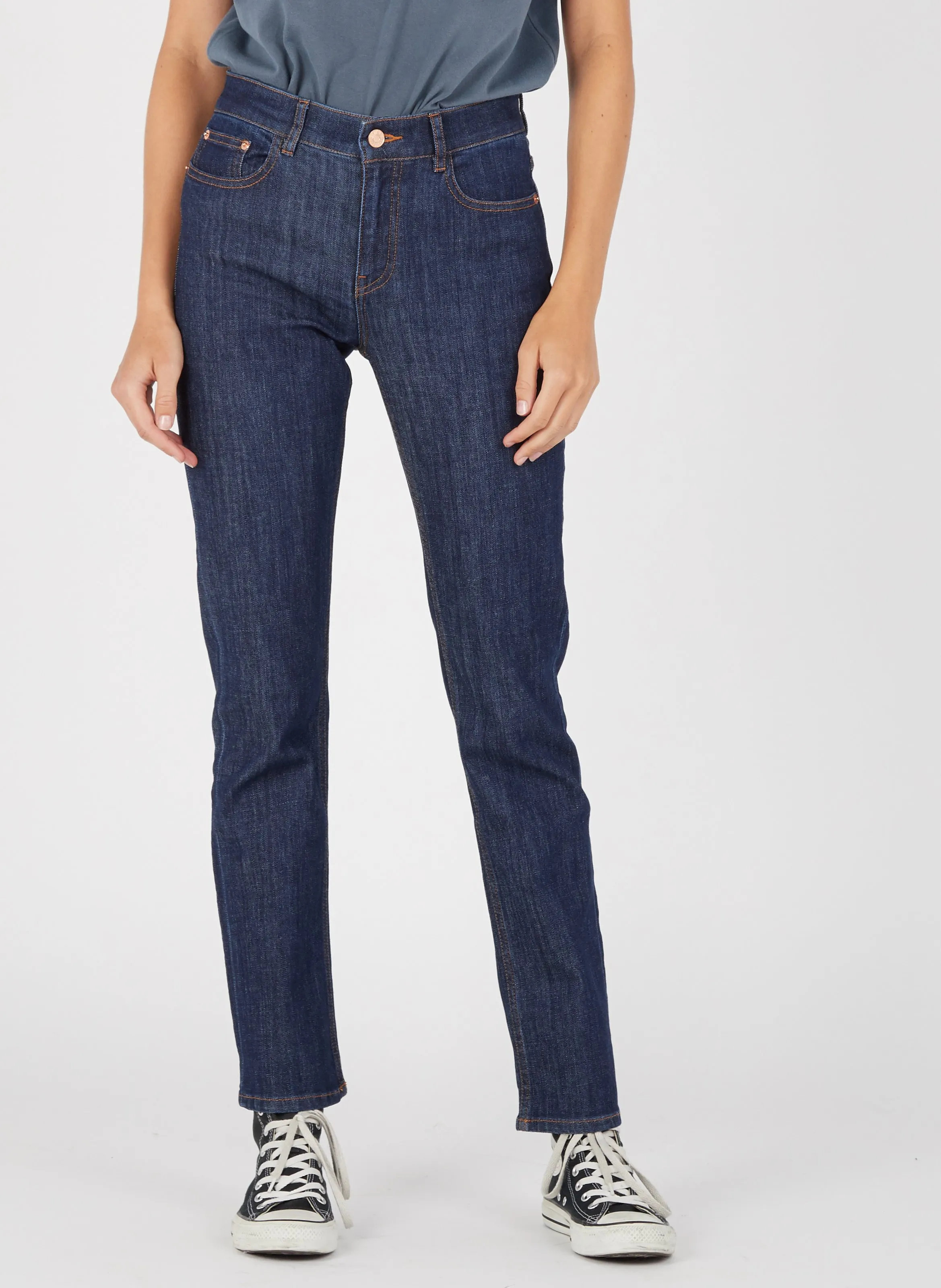 LAB DIP JOAN  VAQUERO SKINNY OSCURO DE TALLE ALTO EN AZUL