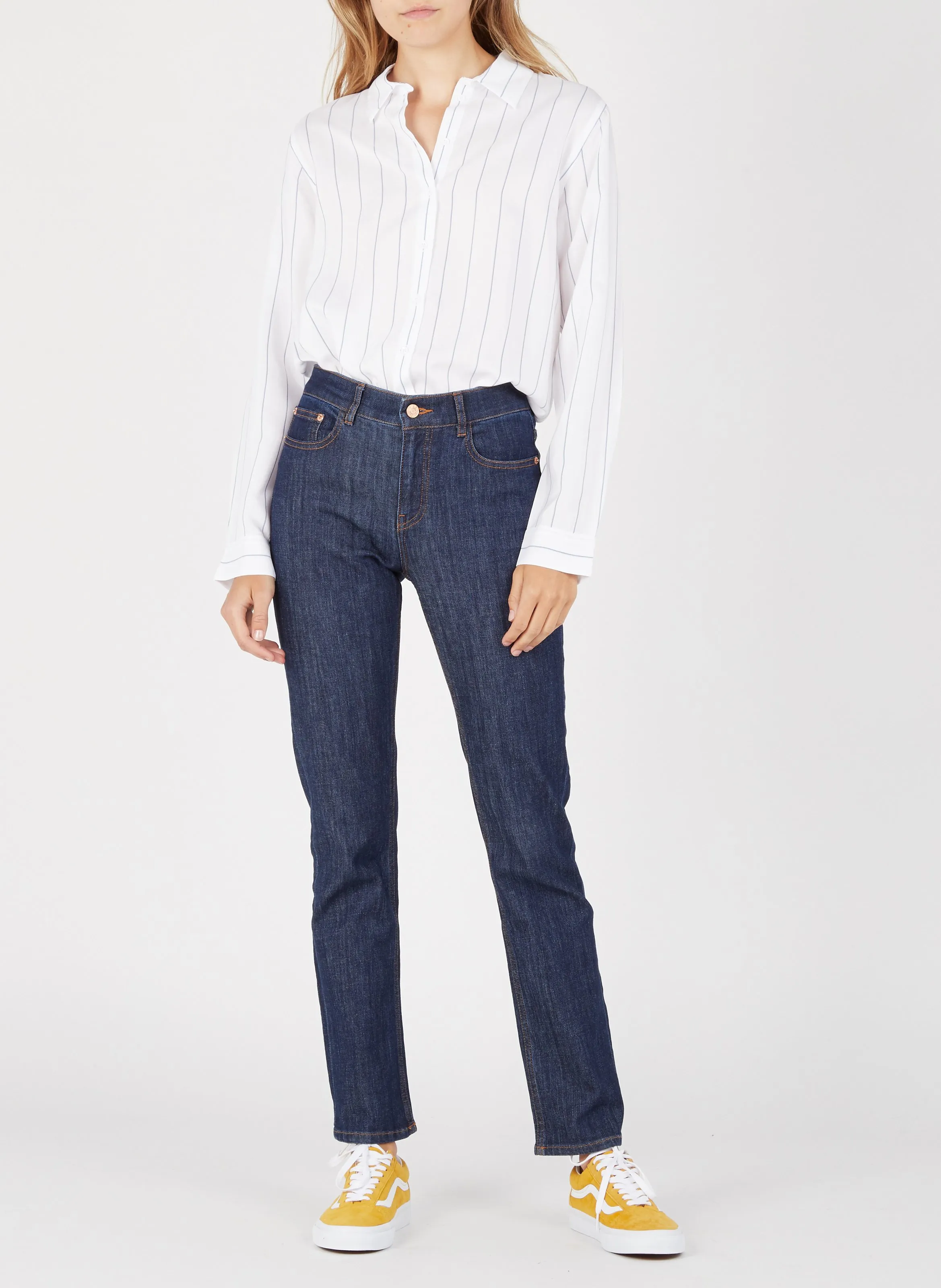 LAB DIP JOAN  VAQUERO SKINNY OSCURO DE TALLE ALTO EN AZUL