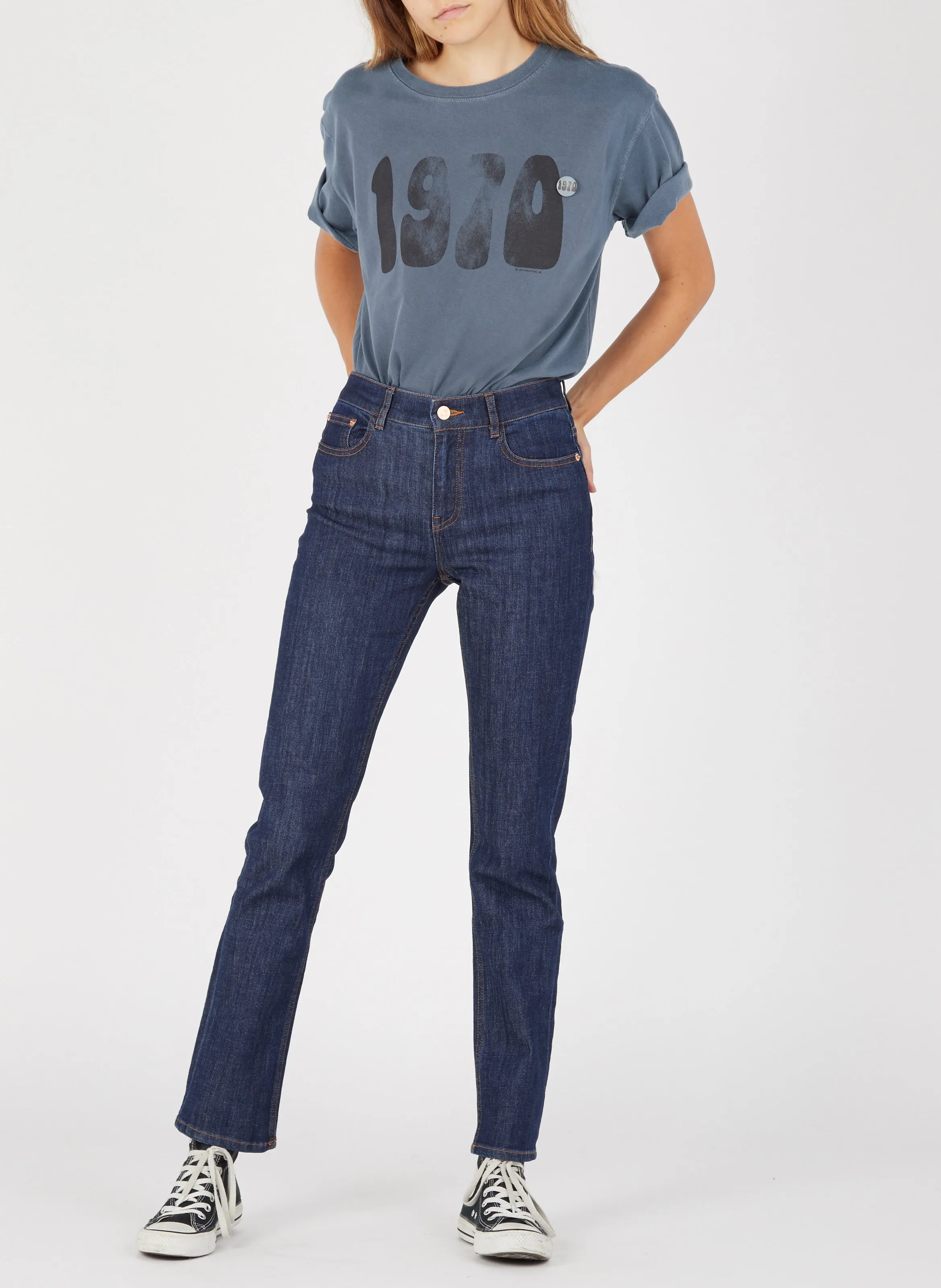 LAB DIP JOAN  VAQUERO SKINNY OSCURO DE TALLE ALTO EN AZUL