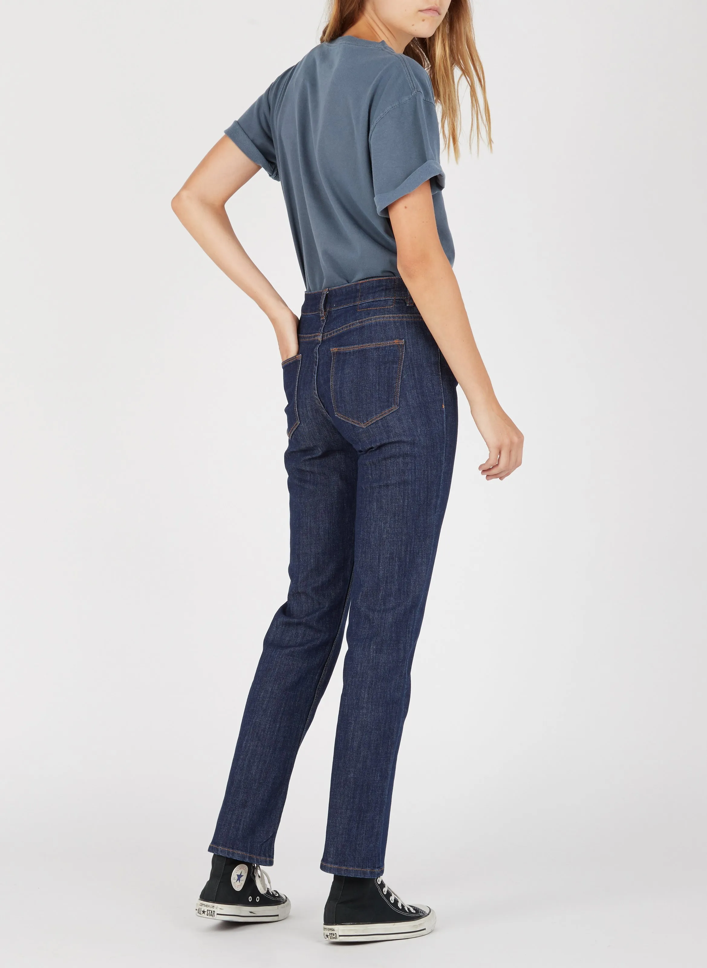 LAB DIP JOAN  VAQUERO SKINNY OSCURO DE TALLE ALTO EN AZUL