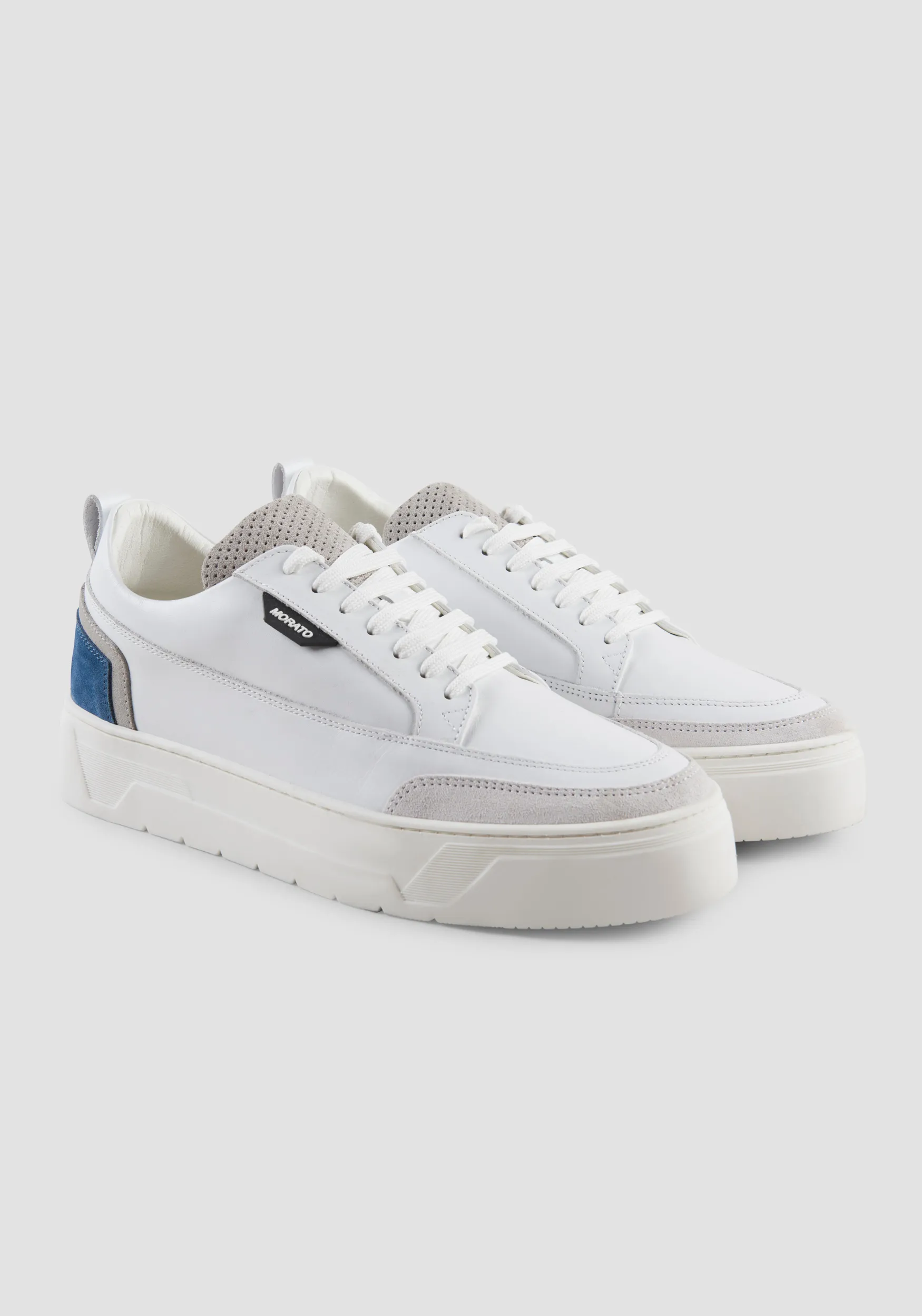 LEATHER «FLINT POWDER» LOW SNEAKER WITH SUEDE DETAILS