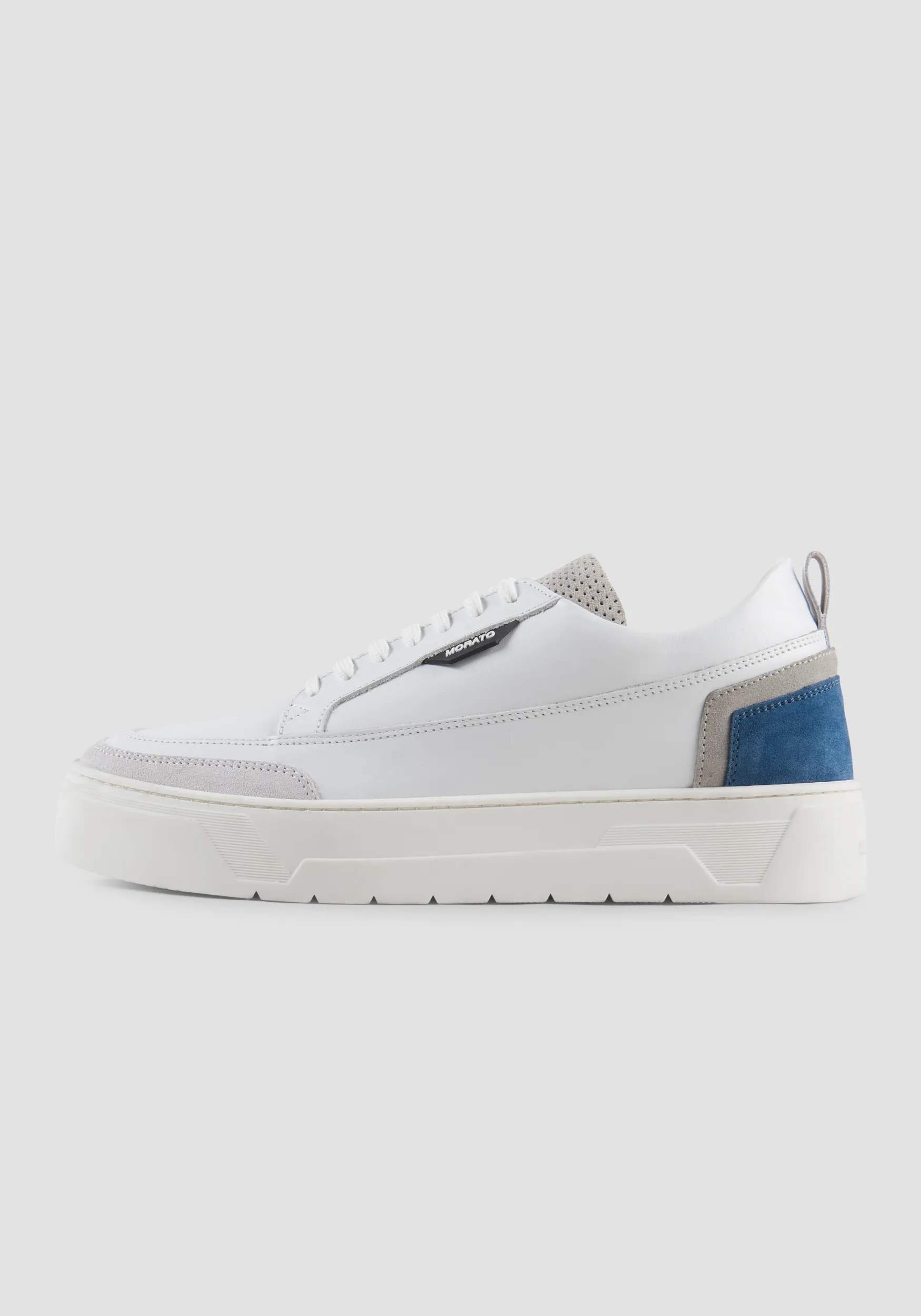 LEATHER «FLINT POWDER» LOW SNEAKER WITH SUEDE DETAILS