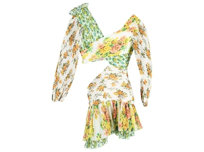 Minivestido con abertura floral Golden Surfer de Zimmermann en poliéster multicolor Impresión de pitón 