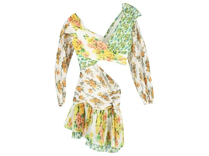 Minivestido con abertura floral Golden Surfer de Zimmermann en poliéster multicolor Impresión de pitón 