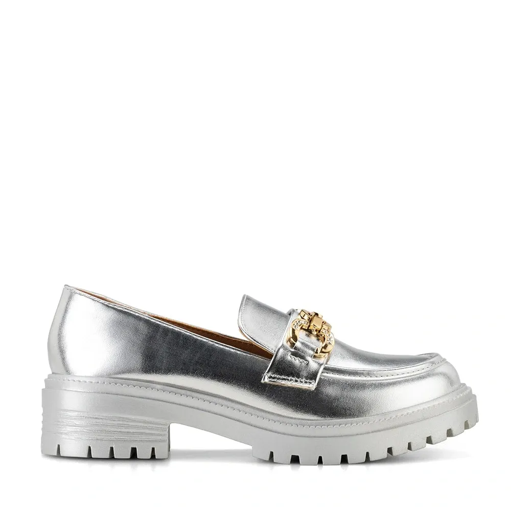 Mocasin Mujer Nieve Plateado Weide