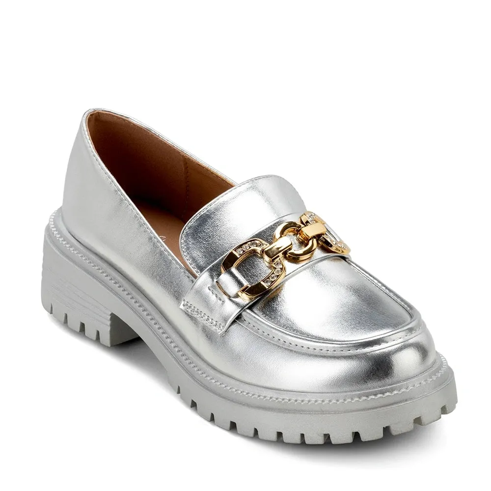 Mocasin Mujer Nieve Plateado Weide
