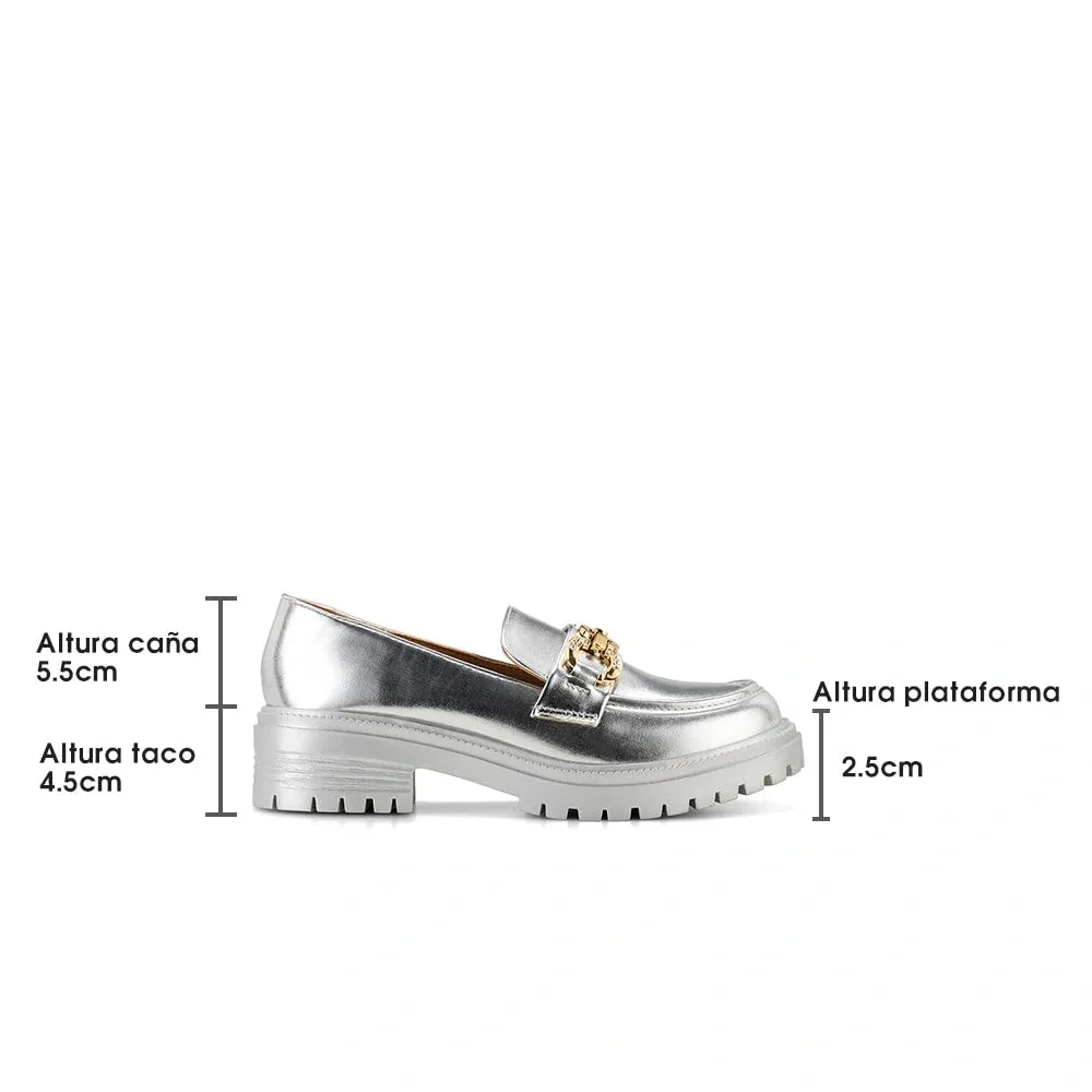 Mocasin Mujer Nieve Plateado Weide
