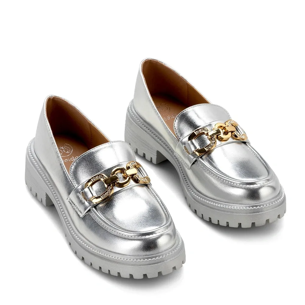 Mocasin Mujer Nieve Plateado Weide