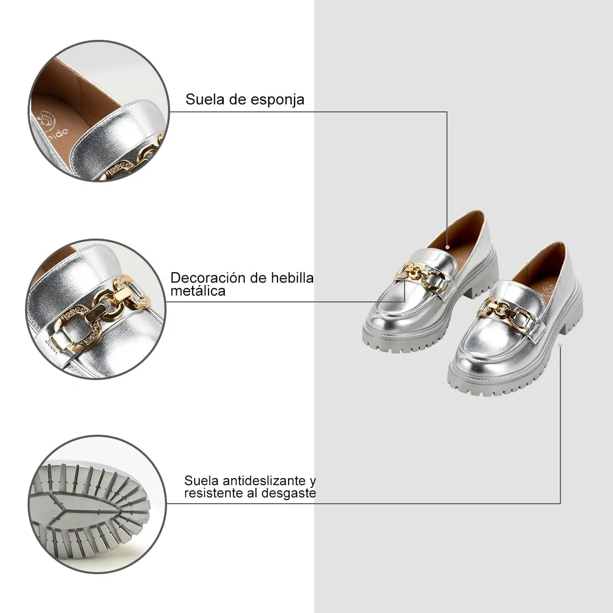 Mocasin Mujer Nieve Plateado Weide