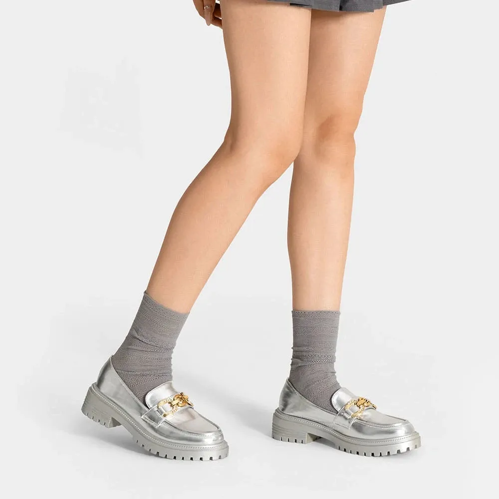 Mocasin Mujer Nieve Plateado Weide