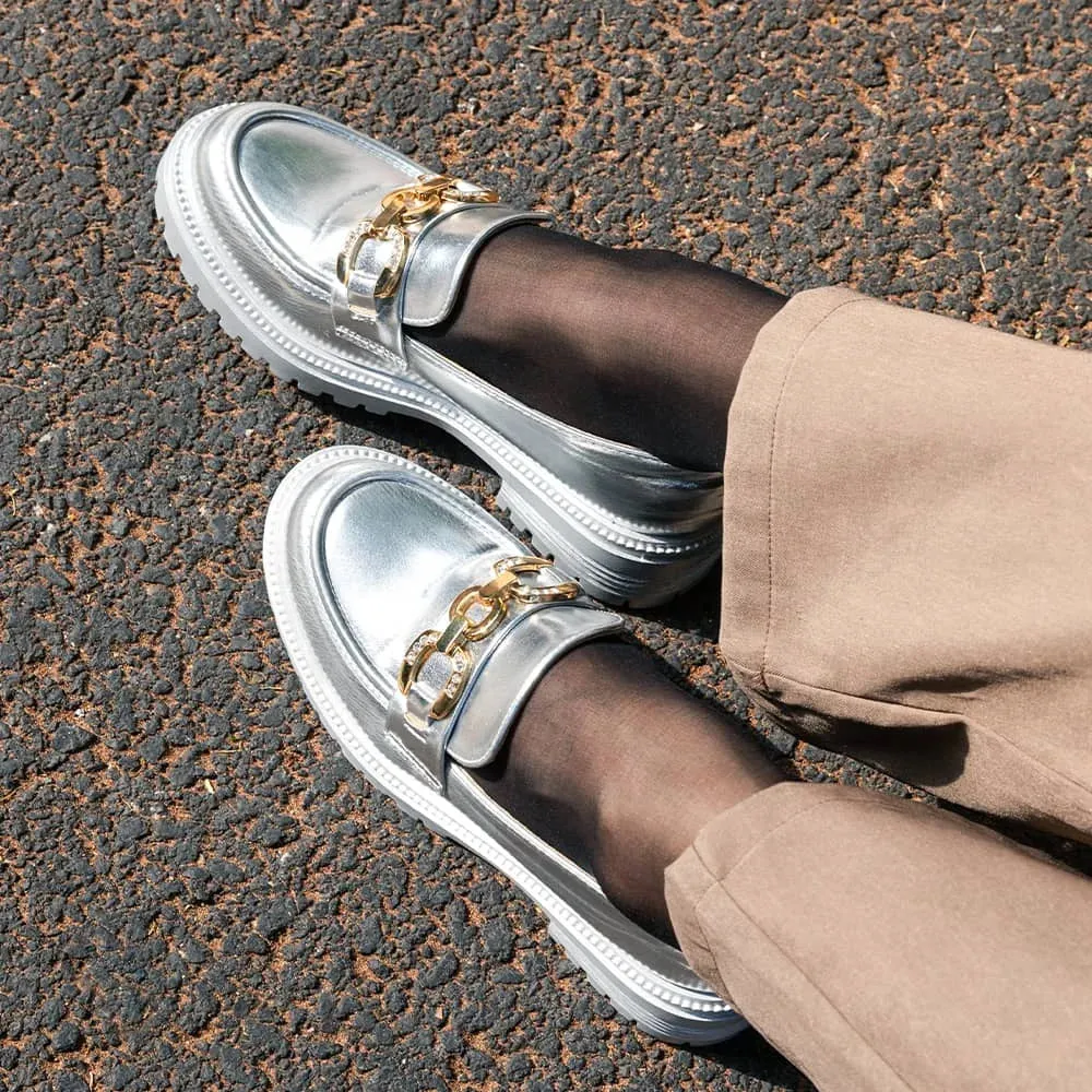 Mocasin Mujer Nieve Plateado Weide