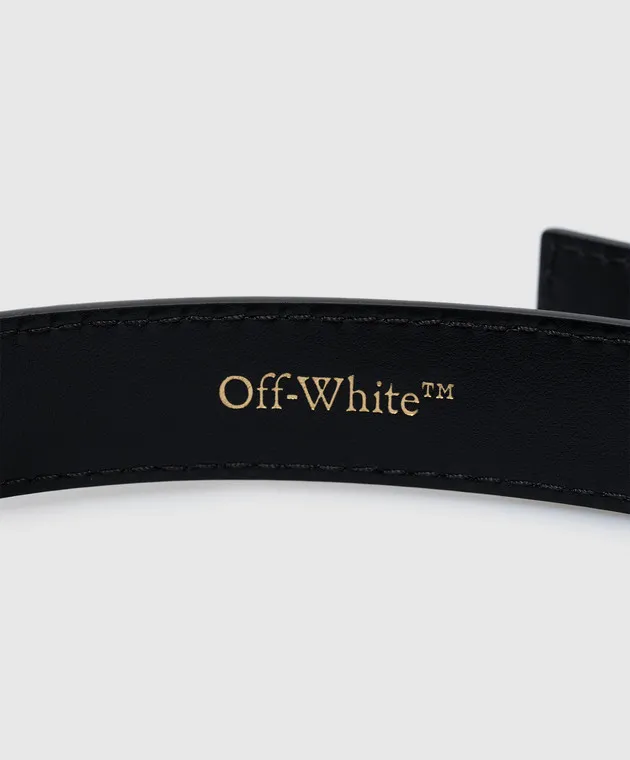 OFFWHITE BLACK LEATHER BELT WITH METAL ARROW LOGO