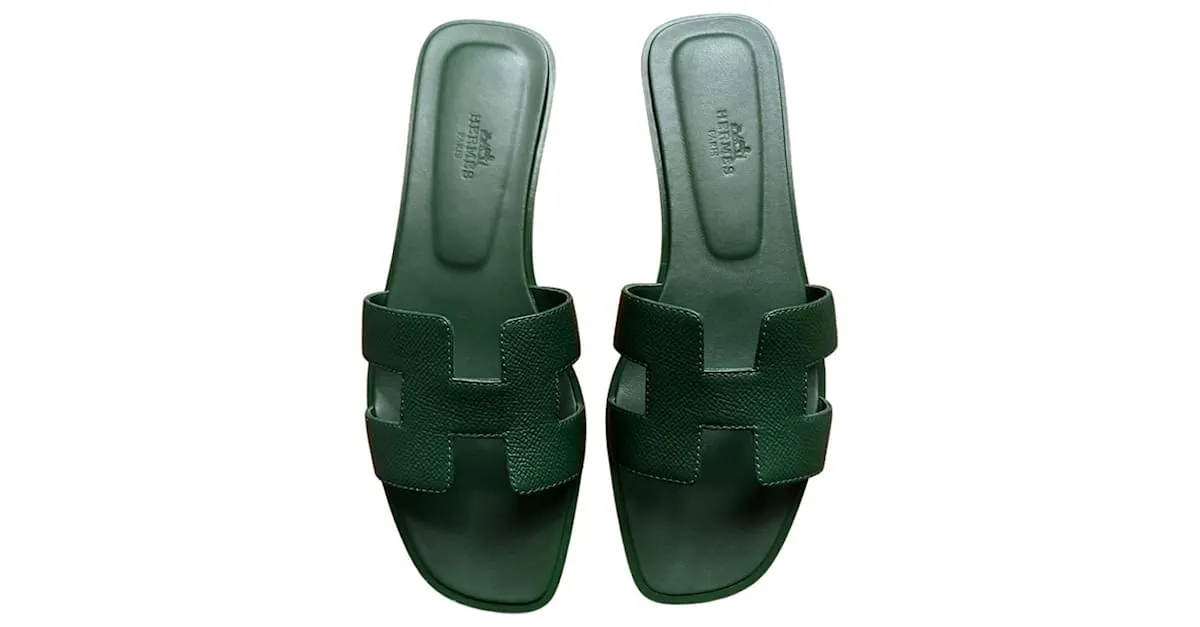 Oran Hermès Sandalias Verde Verde oscuro 