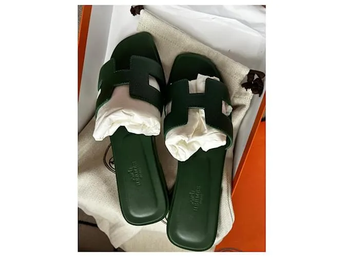 Oran Hermès Sandalias Verde Verde oscuro 