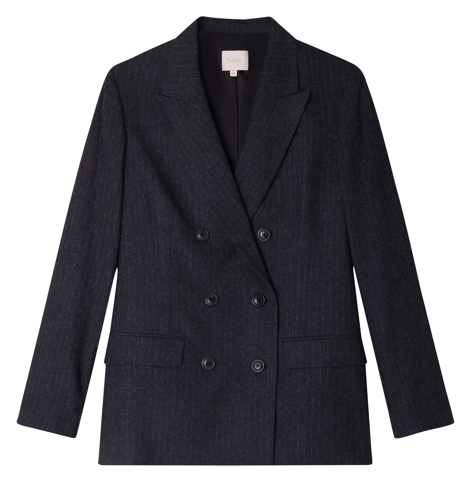 PABLO MARIELLE  CHAQUETA DE TRAJE A RAYAS FINAS DE LANA MEZCLADA EN GRIS