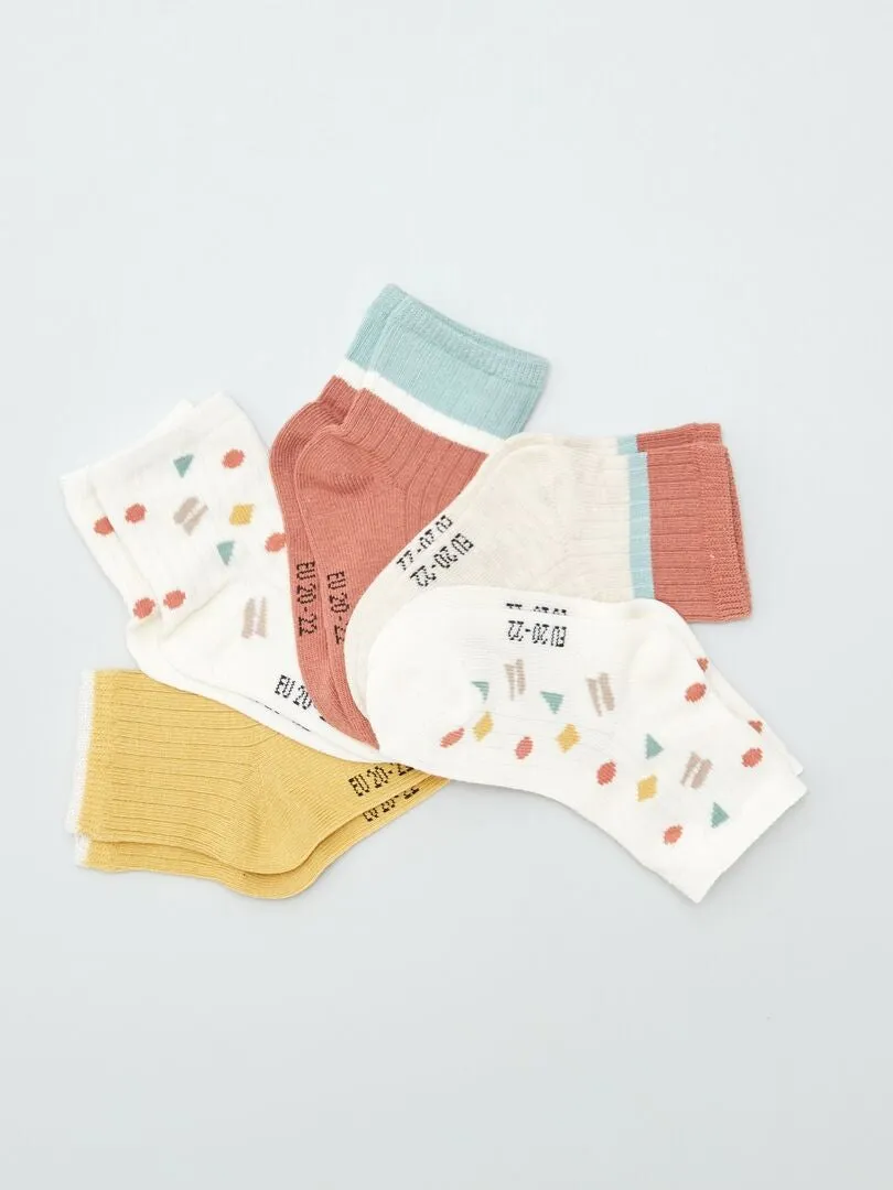 PACK DE 5 PARES DE CALCETINES DE PUNTO ELáSTICO  BEIGE