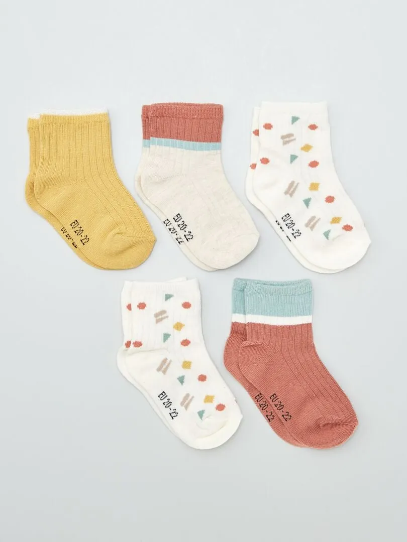 PACK DE 5 PARES DE CALCETINES DE PUNTO ELáSTICO  BEIGE