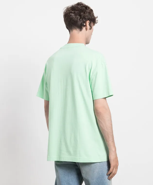PALM ANGELS GREEN TSHIRT WITH A PRINT