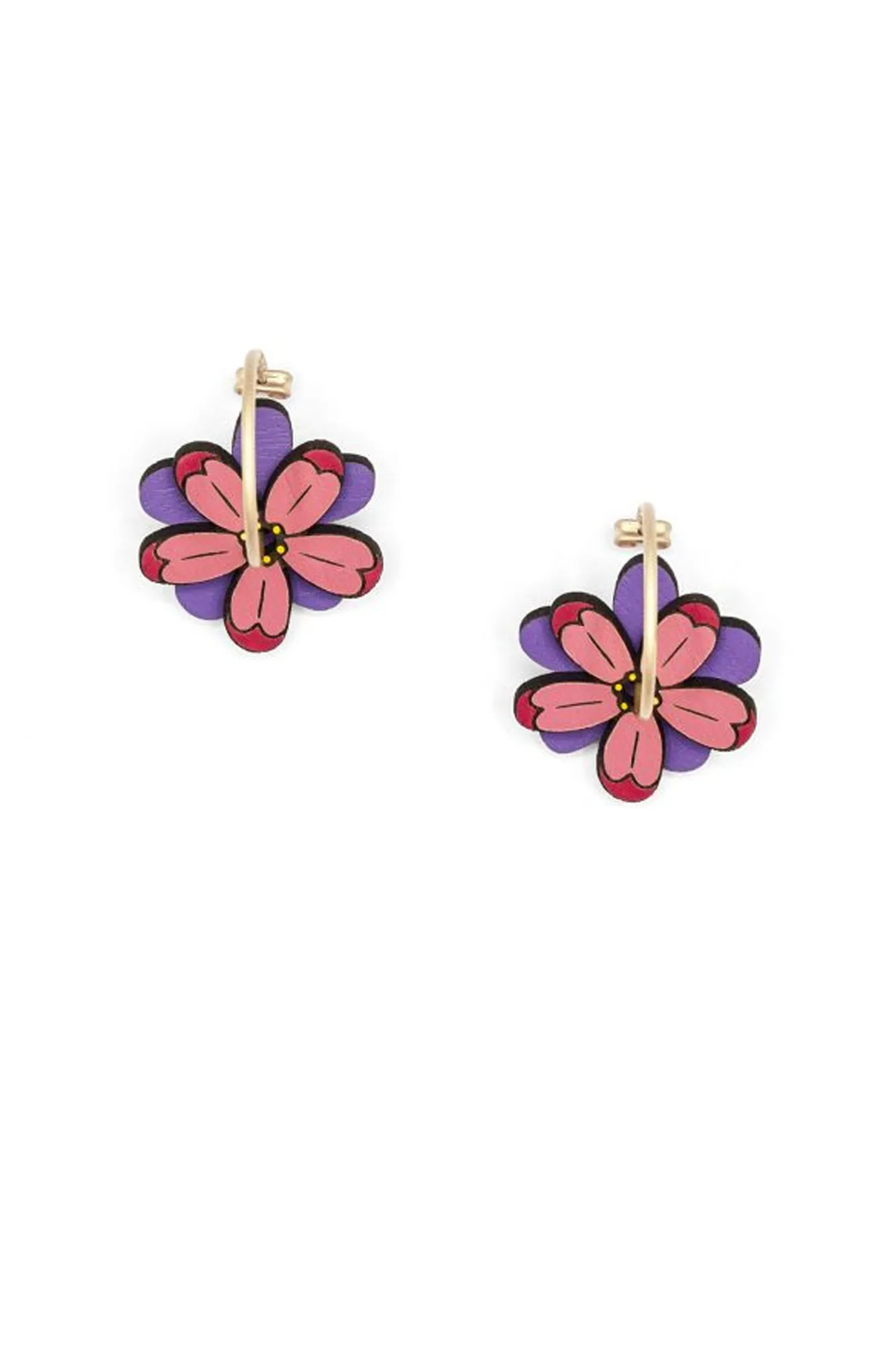 Pendientes de madera PINK MAGNOLIA