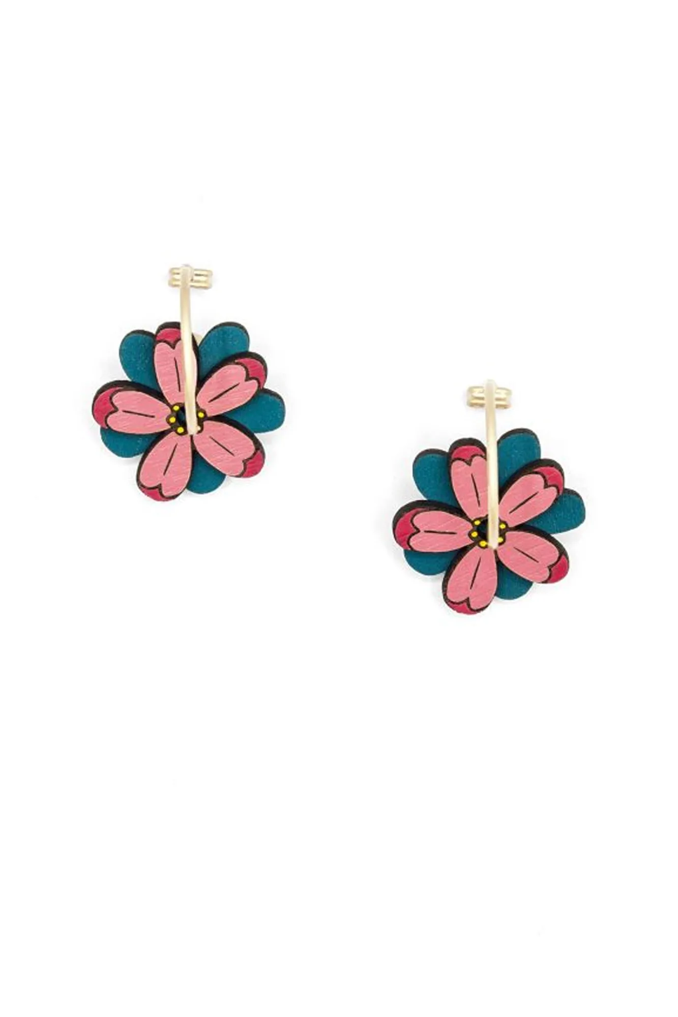 Pendientes de madera PINK MAGNOLIA