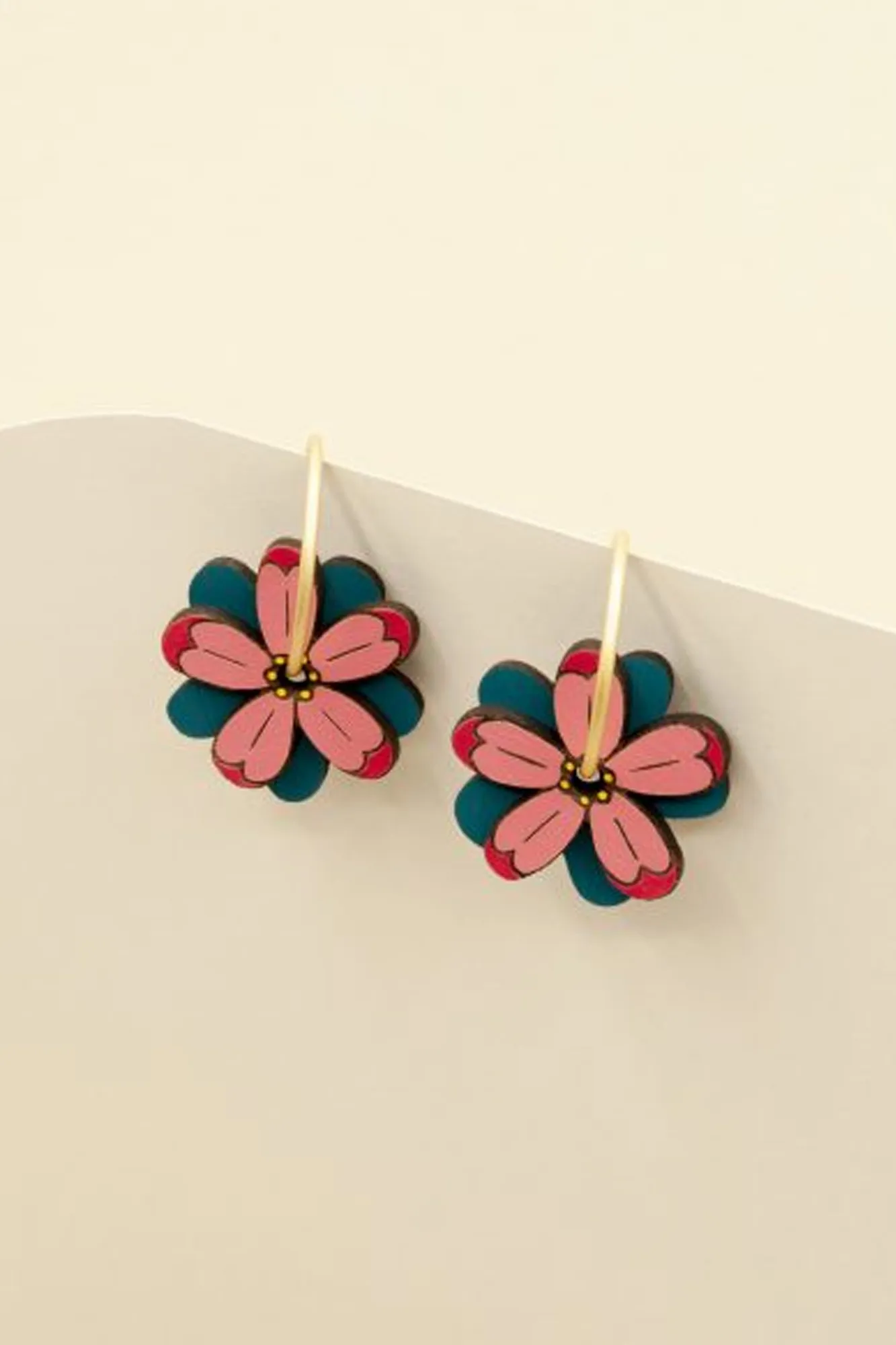 Pendientes de madera PINK MAGNOLIA