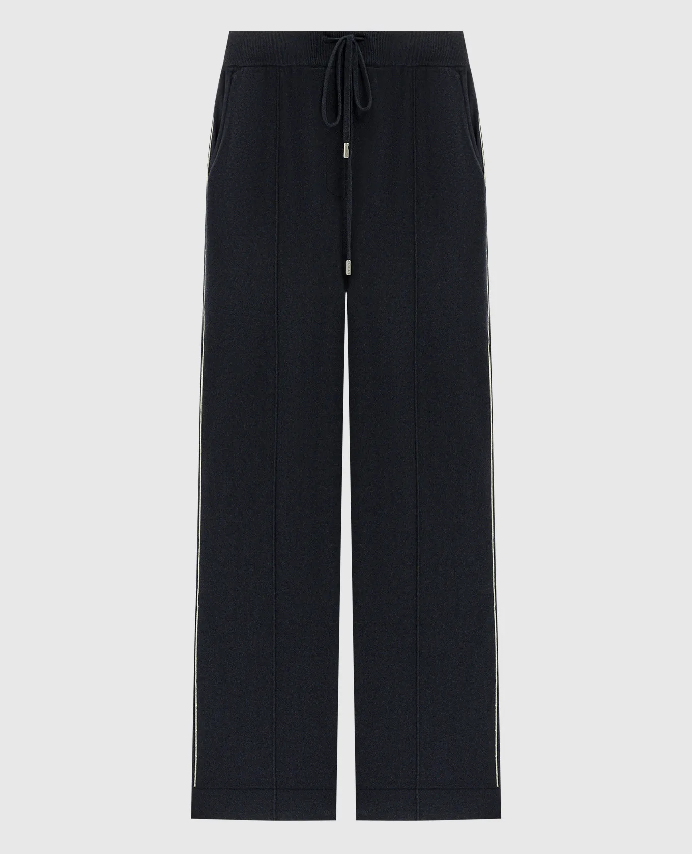 Peserico Blue sweatpants made of wool, silk and cashmere with a monil chain